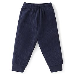 Babyhug Cotton Full Sleeves Pullover Vest & Pant Thermal Wear Solid Color - Navy Blue