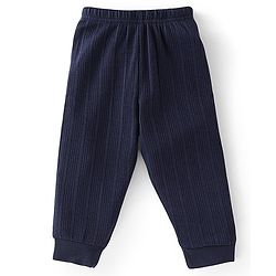 Babyhug Cotton Full Sleeves Pullover Vest & Pant Thermal Wear Solid Color - Navy Blue