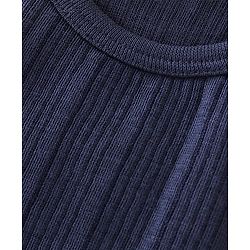Babyhug Cotton Full Sleeves Pullover Vest & Pant Thermal Wear Solid Color - Navy Blue