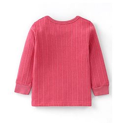 Babyhug Cotton Full Sleeves Solid Color Vest Pullover & Bottom Thermal Wear Combo Pack Of 3 - Coral