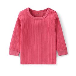 Babyhug Cotton Full Sleeves Solid Color Vest Pullover & Bottom Thermal Wear Combo Pack Of 3 - Coral
