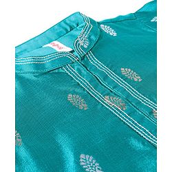 Babyhug Full Sleeves Kurta & Pyjama Set With Foil Print- Turquoise
