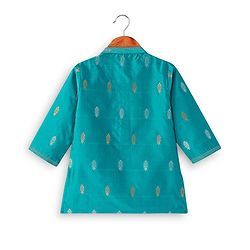 Babyhug Woven Full Sleeves Foil Printed Kurta & Dhoti Set - Turquoise