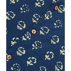 Babyhug 100% Cambric Full Printed Front Open Kurta With Dhoti Set- Indigo