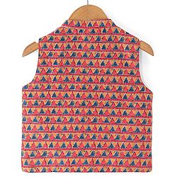 Babyhug Cotton Woven Full Sleeves Kurta & Pajama Set with Coat Chevron Print - Cream