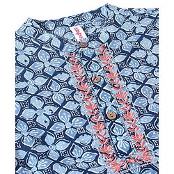 Babyhug 100% Cotton Full Sleeves Woven Floral Printed Kurta Dhoti Set - Blue