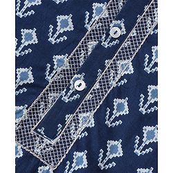 Babyhug Cotton Woven Full Sleeves Kurta & Chevron Printed Dhoti - Navy Blue