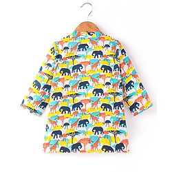 Babyhug 100% Cotton Woven Full Sleeves Kurta Animal Print - Yellow