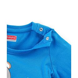 Babyhug Cotton Knit Full Sleeves Teddy Printed Night Suit - Blue