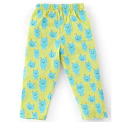 Babyhug Cotton Knit Full Sleeves Monster Printed Night Suit - Green