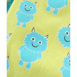 Babyhug Cotton Knit Full Sleeves Monster Printed Night Suit - Green