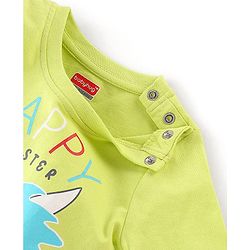Babyhug Cotton Knit Full Sleeves Monster Printed Night Suit - Green