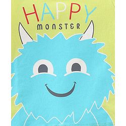 Babyhug Cotton Knit Full Sleeves Monster Printed Night Suit - Green