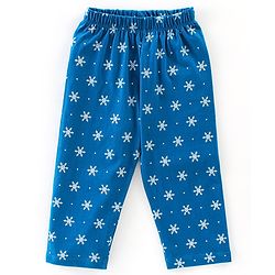 Babyhug Cotton Knit Full Sleeves Bear & Snowflakes Printed Night Suit - Blue