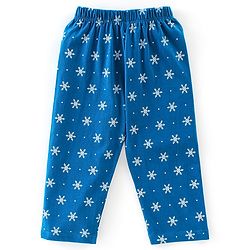Babyhug Cotton Knit Full Sleeves Bear & Snowflakes Printed Night Suit - Blue