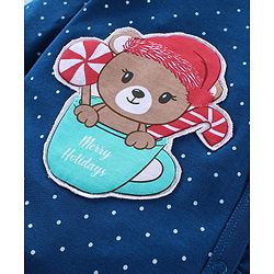 Babyhug Cotton Knit  Full Sleeves Sleepsuit Bear Printed - Blue