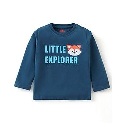 Babyhug 100% Cotton Knit Full Sleeves T-Shirt Text Graphics Print - Navy Blue