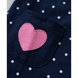 Babyhug Cotton Knit Half Sleeves Night Suit with Utility Pockets & Bow Applique Heart & Polka Dots Print - Blue & Pink