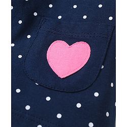 Babyhug Cotton Knit Half Sleeves Night Suit with Utility Pockets & Bow Applique Heart & Polka Dots Print - Blue & Pink