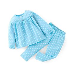 Babyhug Cotton Jersey Full Sleeves Night Suit Polka Dot Print - Blue