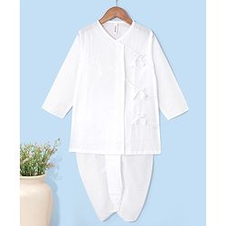 Babyhug Cotton Woven Full Sleeves Angarakha Dhoti Kurta Embroidered - White