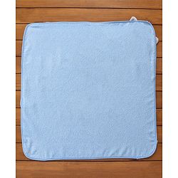 Babyhug Elephant Embroidery Terry Woven Hooded Bath Towel L 76 x B 76 cm - Blue