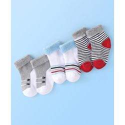 Cute Walk by Babyhug Anti Bacterial Ankle Length Socks Striped Pack Of 3 - Multicolour