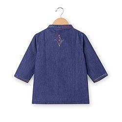 Babyhug 100% Cotton Woven Full Sleeves Angarakha Embroidered Kurta & Dhoti Set - Navy Blue