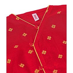 Babyhug Cotton Woven Full Sleeves Embroidered Kurta & Dhoti Set - Red