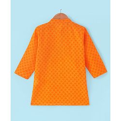 Babyhug Full Sleeves Cotton Dobby Kurta Pyjama Set - Orange
