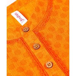 Babyhug Full Sleeves Cotton Dobby Kurta Pyjama Set - Orange