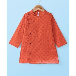Babyhug  Cotton Woven Full Sleeves Embroidered Kurta & Dhoti Set - Orange