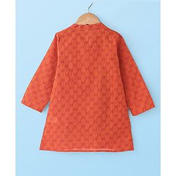 Babyhug  Cotton Woven Full Sleeves Embroidered Kurta & Dhoti Set - Orange
