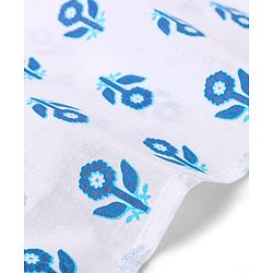 Babyhug 100% Cotton Woven Full Sleeves Kurta With Dhoti Floral Print - Navy Blue & White