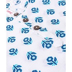 Babyhug 100% Cotton Woven Full Sleeves Kurta With Dhoti Floral Print - Navy Blue & White
