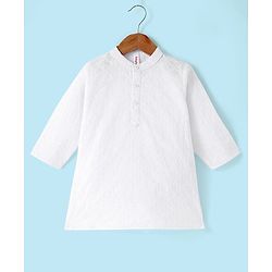 Babyhug 100% Cotton Schiffly Full Sleeves Kurta Pyjama Set - White