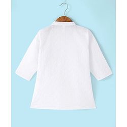 Babyhug 100% Cotton Schiffly Full Sleeves Kurta Pyjama Set - White