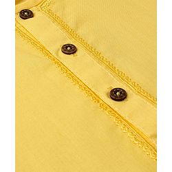 Babyhug 100% Cotton Woven Full Sleeves Solid Color Kurta Pyjama Set - Yellow