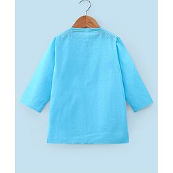 Babyhug 100% Cotton Woven Full Sleeves Dobby Kurta Pyjama Set - Sky Blue