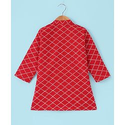 Babyhug Full Sleeves 100%  Cotton Printed Kurta Pyjama Set - Red