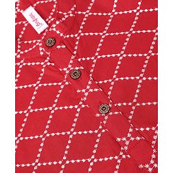 Babyhug Full Sleeves 100%  Cotton Printed Kurta Pyjama Set - Red