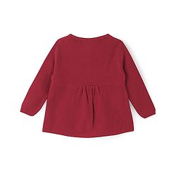 Babyhug Knit Full Sleeves Sweater With Floral Embroidery - Red