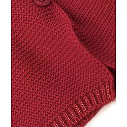 Babyhug Knit Full Sleeves Sweater With Floral Embroidery - Red