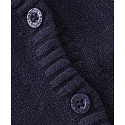 Babyhug Knit Full Sleeves Sweater With Floral Embroidery - Navy Blue