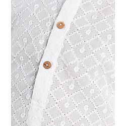 Babyhug 100% Cotton Woven Full Sleeves Kurta Pyjama Set Schiffli Embroidery - White