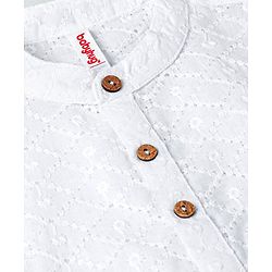 Babyhug 100% Cotton Woven Full Sleeves Kurta Pyjama Set Schiffli Embroidery - White