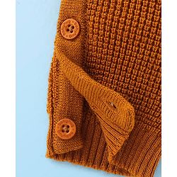 Babyhug Knitted Winter Wear Dungaree Style Romper Teddy Applique - Brown & White