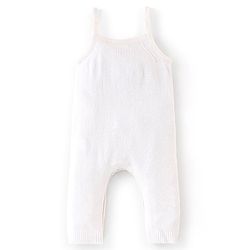 Babyhug Knitted Winter Wear Dungaree Style Romper Floral Embroidery - Blue & White