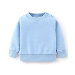 Babyhug Knitted Winter Wear Dungaree Style Romper Floral Embroidery - Blue & White