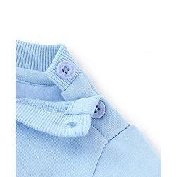Babyhug Knitted Winter Wear Dungaree Style Romper Floral Embroidery - Blue & White